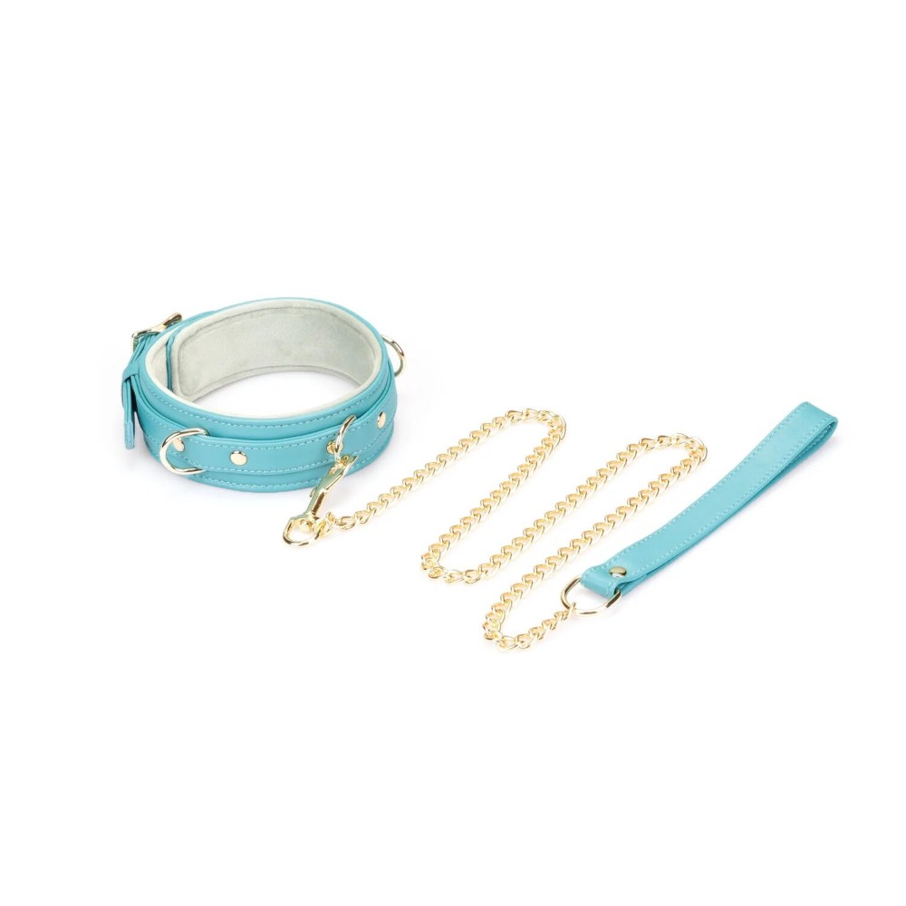 Нашийник з повідцем Liebe Seele Blue Lamb Leather Collar with Velvet Lining - зображення 1