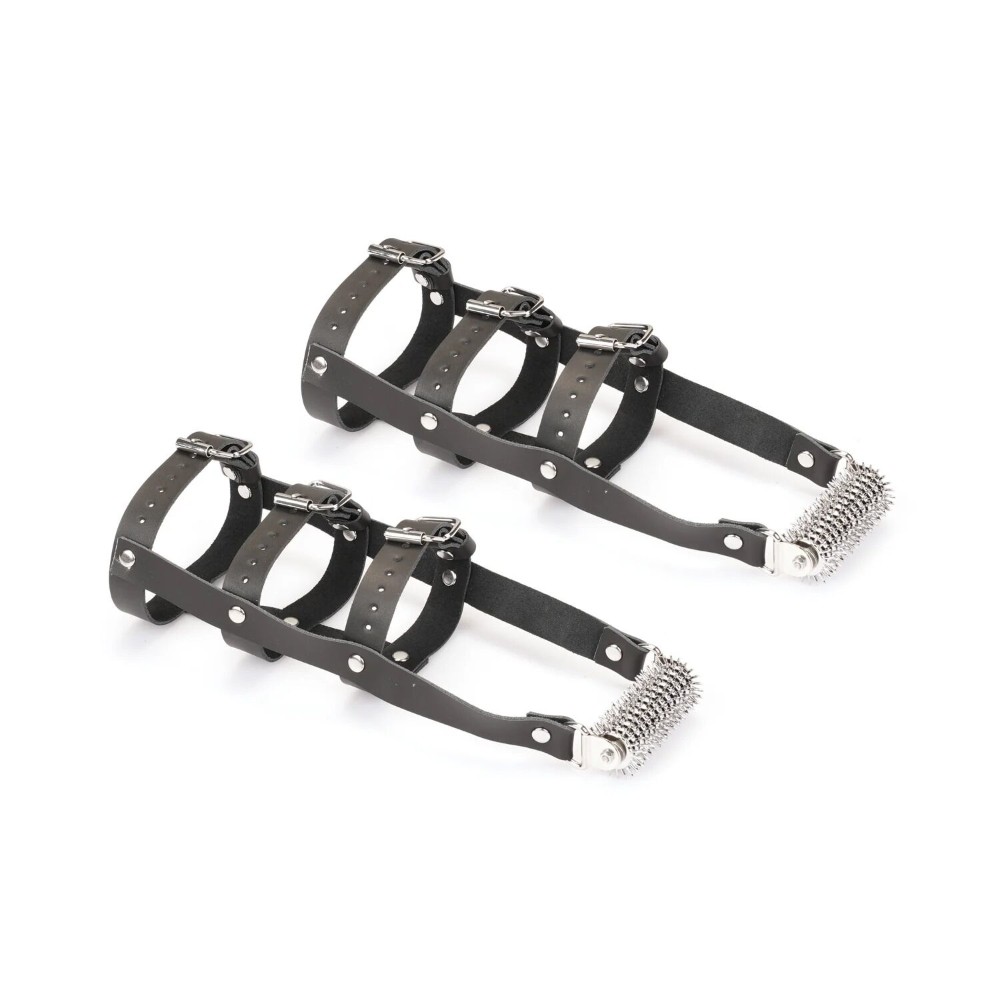 Шкіряна портупея для гомілкостопу зі шпорами Liebe Seele Leather High Heel Ankle Harness Silver - зображення 1