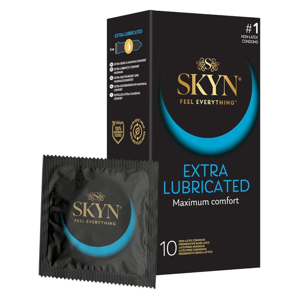 Безлатексні преміум-презервативи SKYN Extra Lubricated 10 шт, на 40 % більше змазки - зображення 1