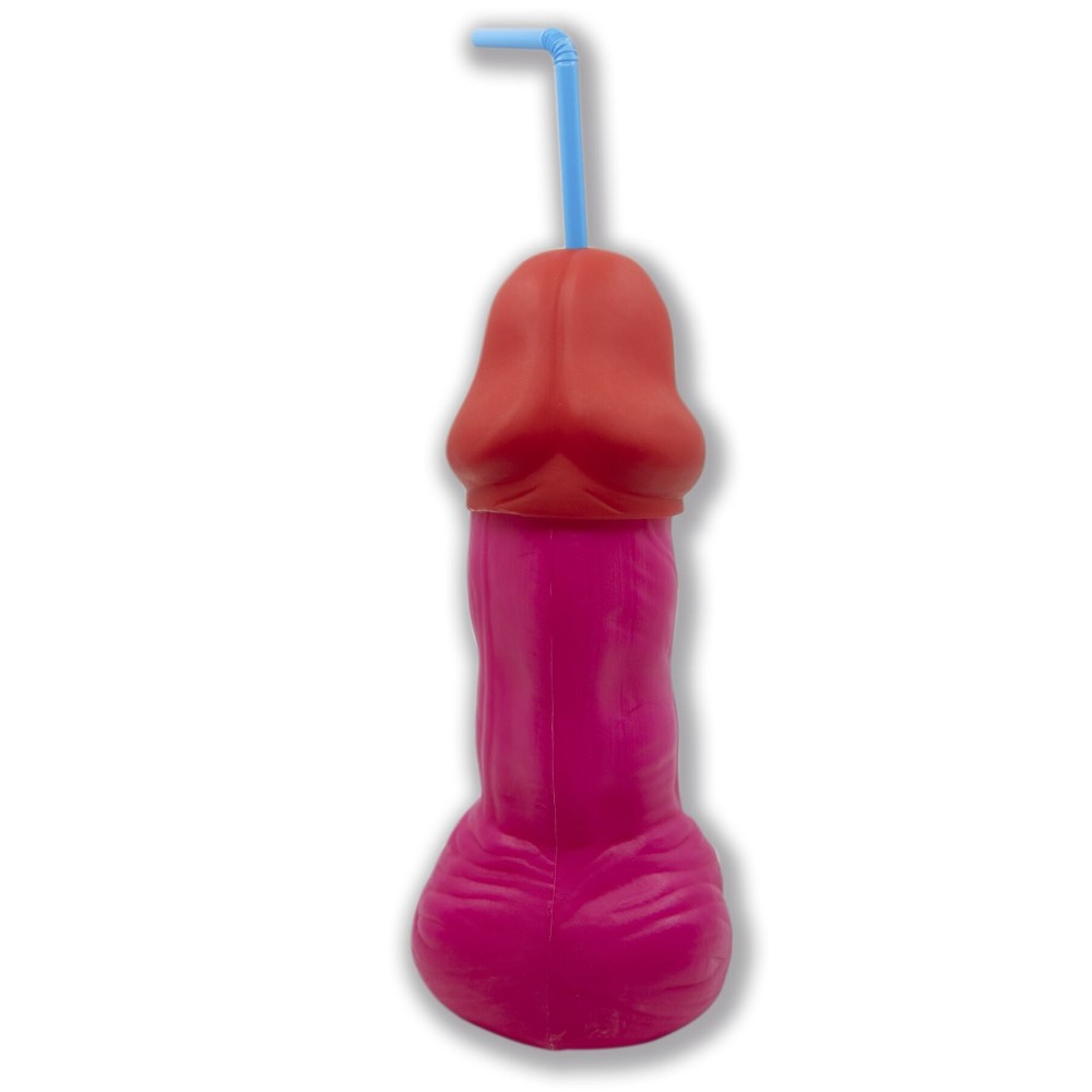 Коктейльна склянка-пеніс з кришкою та трубочкою Diverty Sex Fuchsia - зображення 1