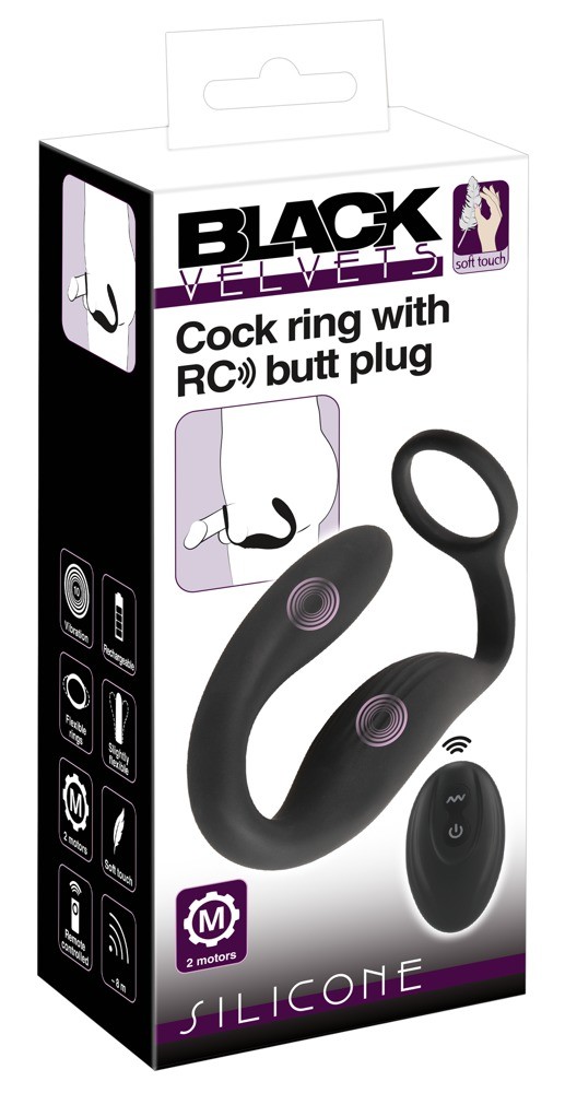 Вибратор простаты с эрекционным кольцом Cock ring with RC butt plug - зображення 1