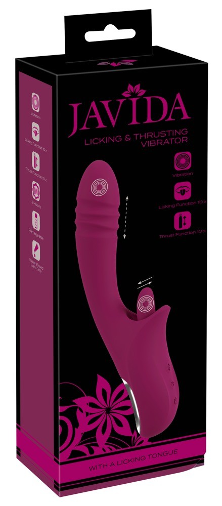 Толкающий вибратор с виброязычком для клитора Licking & Thrusting от Javida - зображення 1