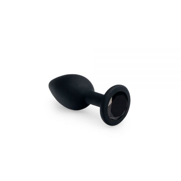 Анальная силиконовая пробка с черным кристалом Black Silicone, Black Diamond, S - зображення 1