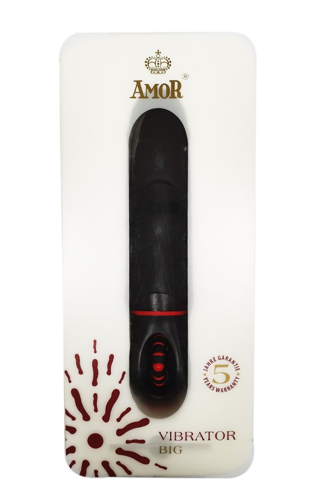 Вибратор с оригинальным дизайном и ребристой поверхностю AMOR BIG VIBRATOR ANGELUS Black (Приложение НЕ Функционирует!) - зображення 1