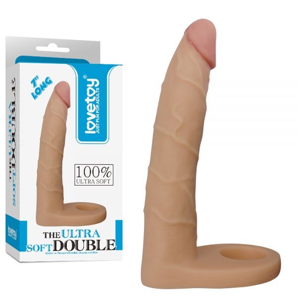Телесная насадка для двойного проникновения 7" The Ultra Soft Double - зображення 1