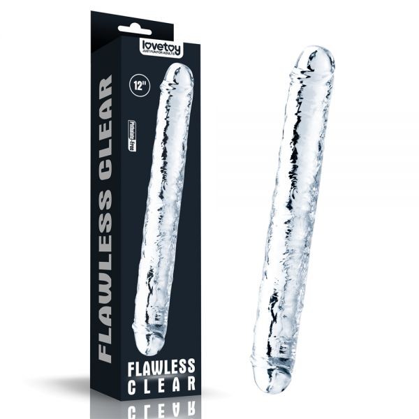 Двухконечный фаллоимитатор 12''  Flawless Clear Double Dildo, Clear - зображення 1