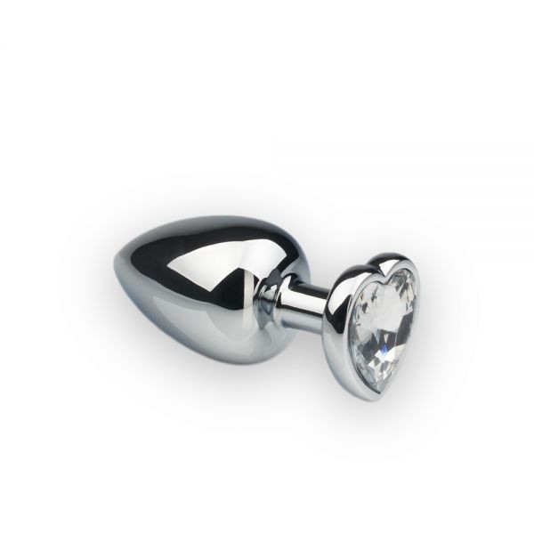 Анальная пробка Silver Heart Diamond, L с кристаллом в виде сердечка - зображення 1