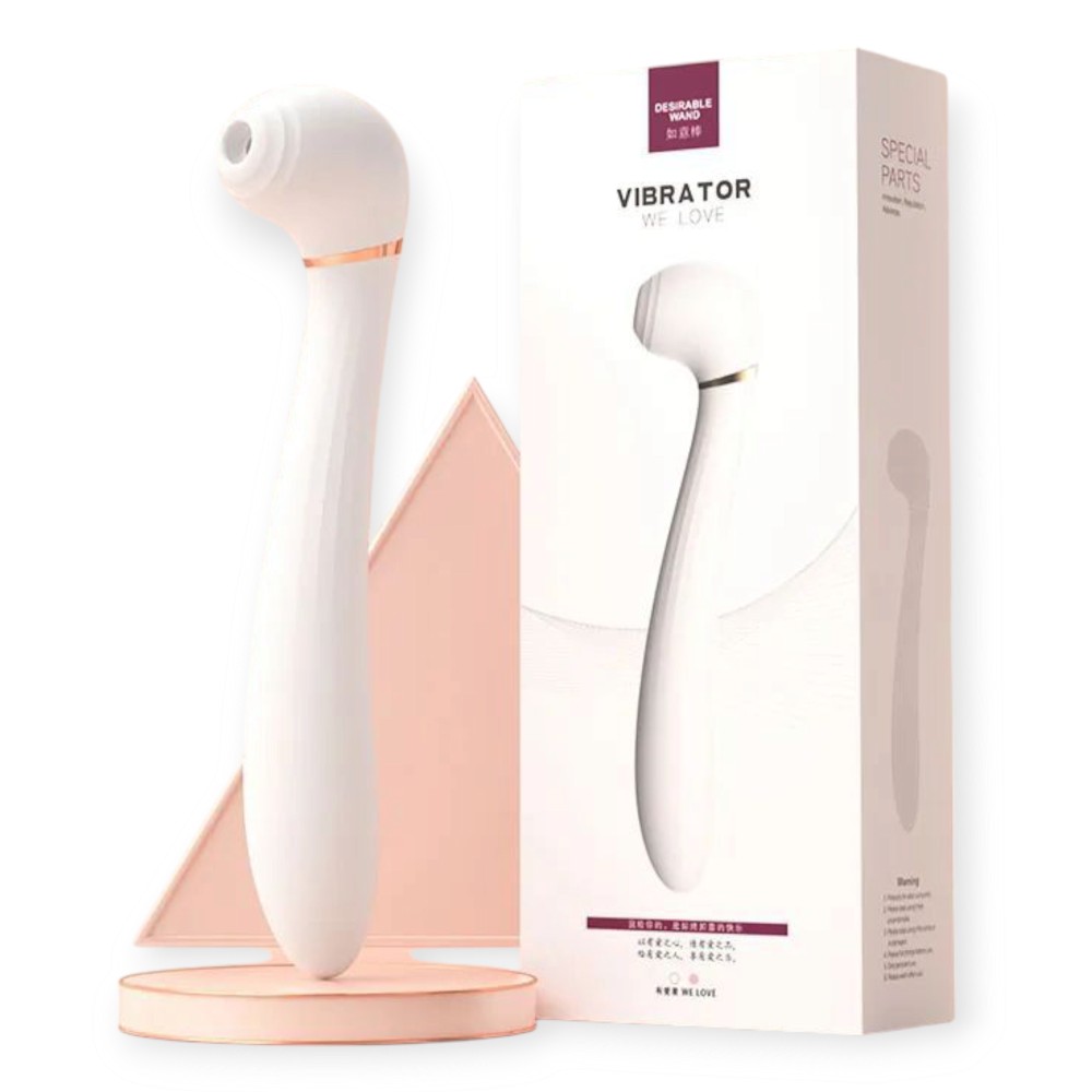 Вибромассажёр вакуум и вибрация "Desirable wand", 10 режимов цвет белый - зображення 1