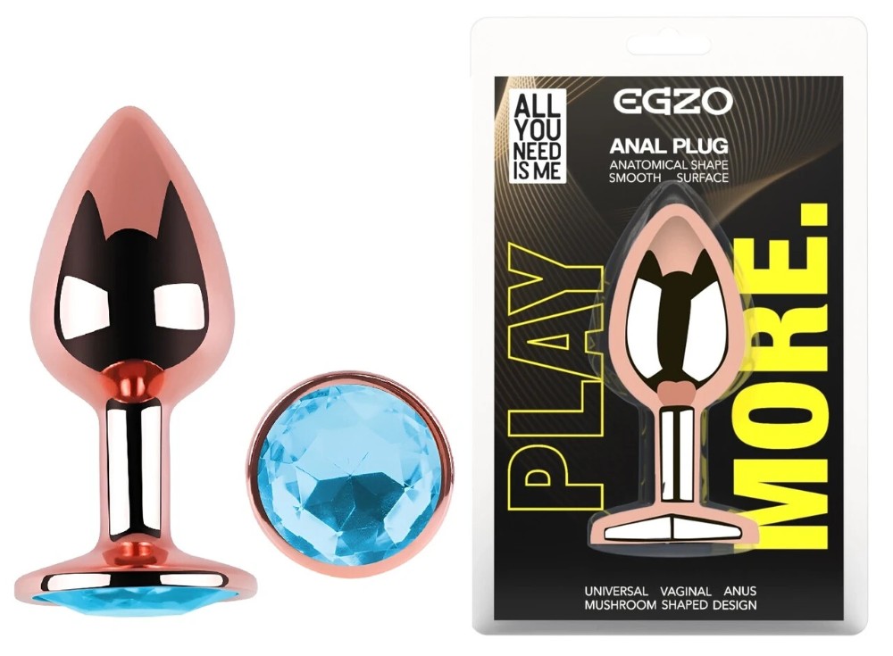 Анальная пробка EGZO Rose Gold Round Plug M, металлическая с кристаллом, розовое золото - зображення 1