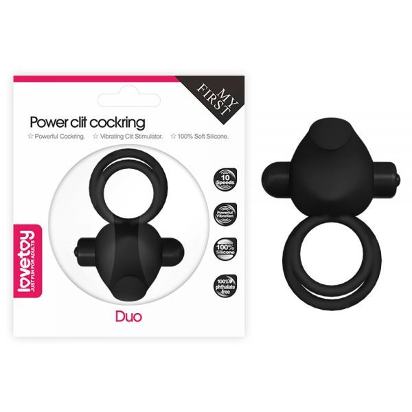 Эрекционное виброкольцо Power Clit Cockring, Black - зображення 1