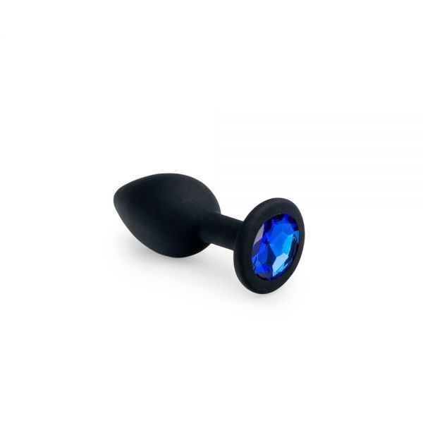 Анальная пробка с синим кристаллом, Black Silicone Sapphire, S - зображення 1