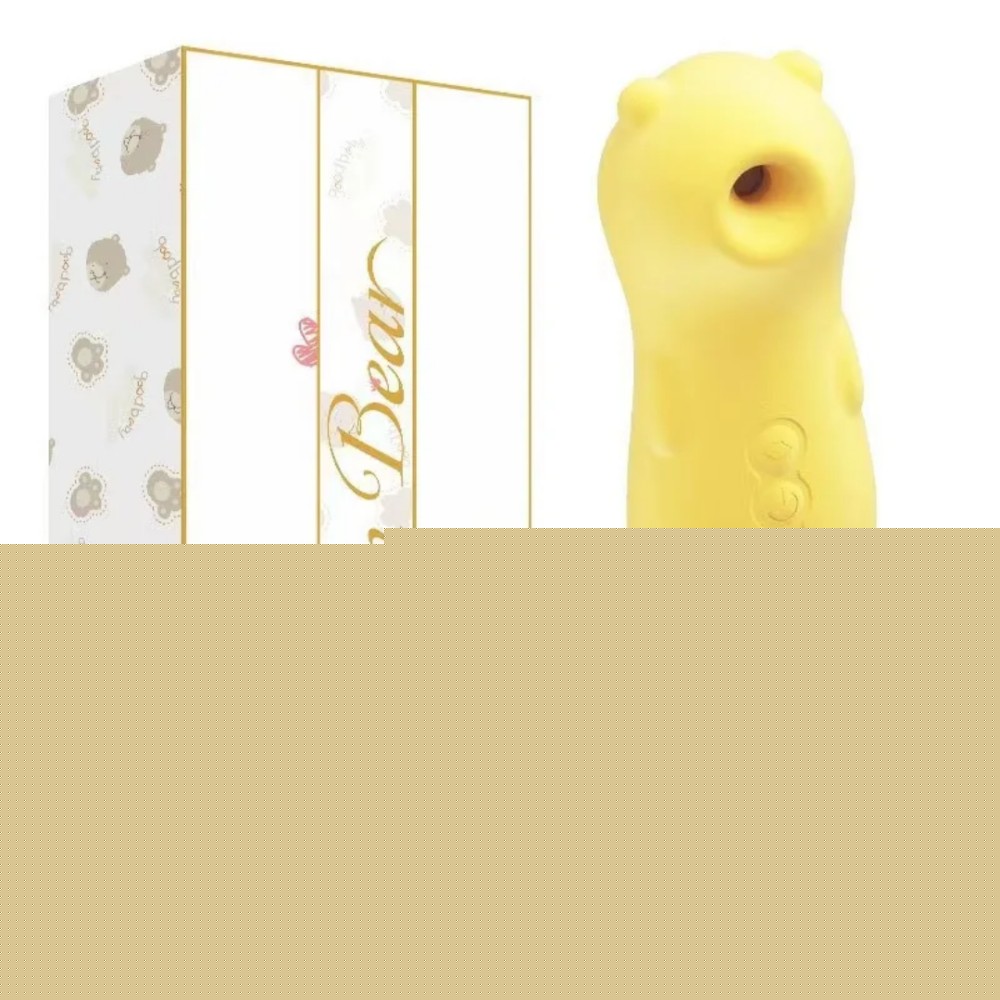 Вагинально-клиторальный вибратор "Fun Bear", 5 реж. вакуума, 10 реж. вибрации, жёлтый - зображення 1