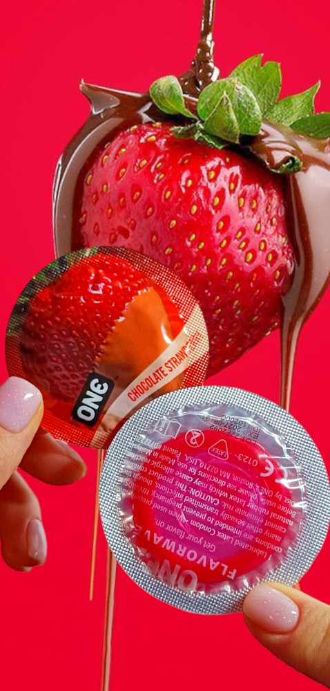 Презервативы ONE Chocolate Strawberry (ароматизированные)(по 1 шт)(упаковка может отличаться цветом - зображення 1