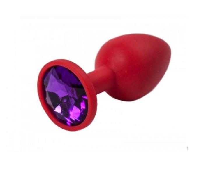 Анальная пробка, Red Silicone, Amethyst M - зображення 1