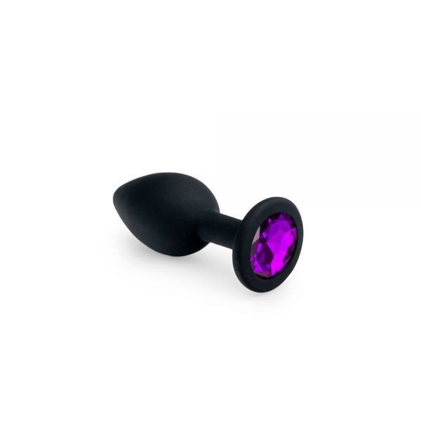Анальная пробка с фиолетовым кристаллом, Black Silicone Amethyst, S - зображення 1