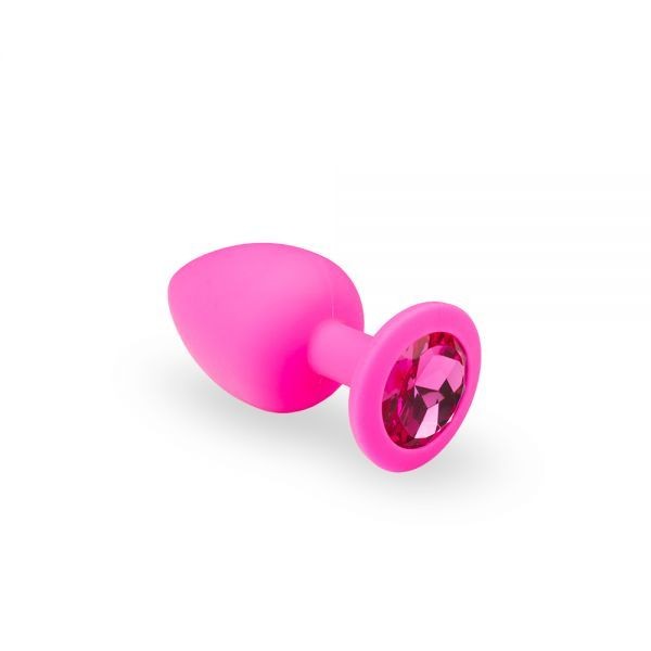 Анальная пробка с розовым кристаллом Soft Silicone Pink Silicone Pink-Rhodolite, M - зображення 1