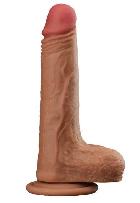 Фаллоимитатор с мошонкой на присоске OYO - Dildo Double Layer Silicone YQW-017 (длина 18 см, диаметр 3.5 см) - зображення 1
