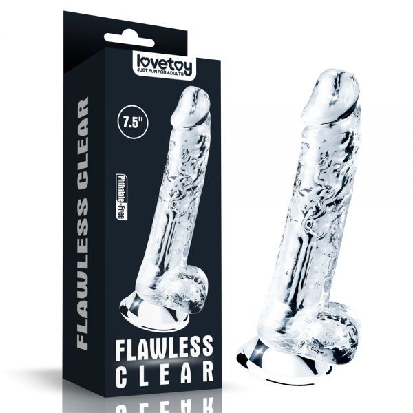 Реалистичный фаллоимитатор с присоской 7.5'' Flawless Clear Dildo, Clear - зображення 1