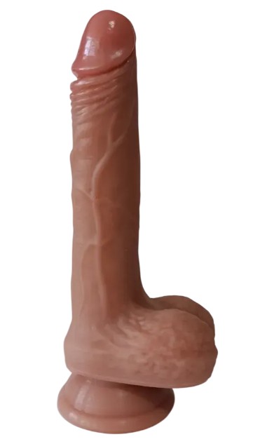 Фаллоимитатор с мошонкой на присоске OYO - Dildo Double Layer Silicone YQW-062 (длина 19 см, диаметр 3.2 см) - зображення 1