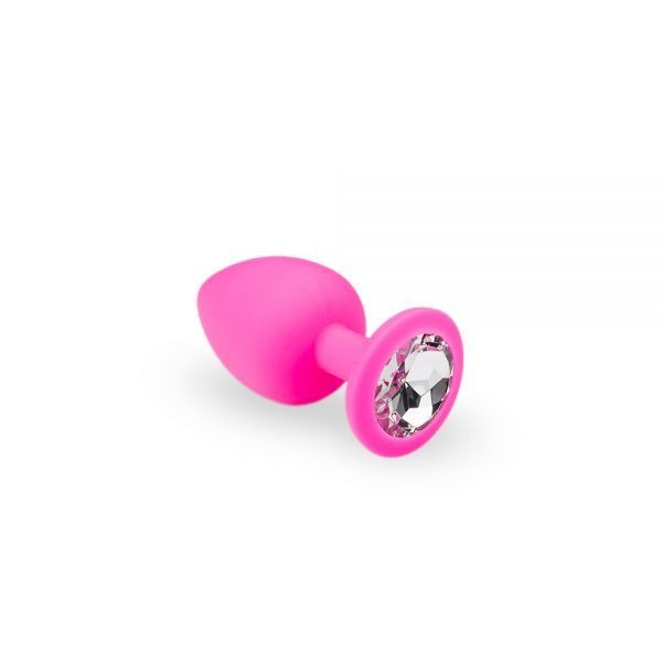 Анальная пробка Pink Silicone Diamond, S с кристаллом - зображення 1